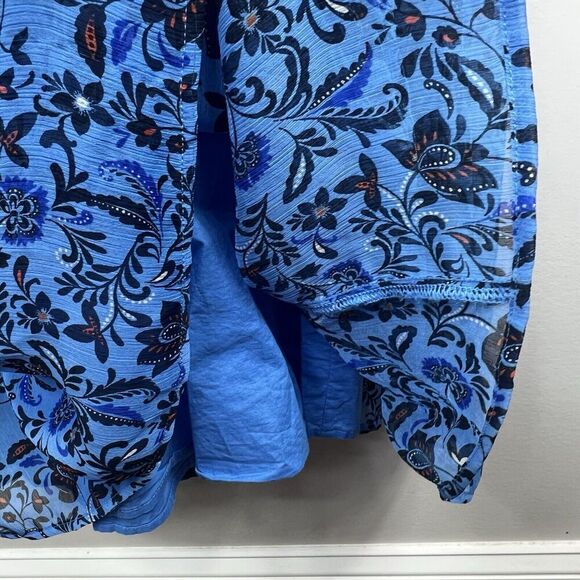 Old Navy Blue Chiffon Midi Tiered Ruffle Midi Dress Size XL Floral - Picture 13 of 16